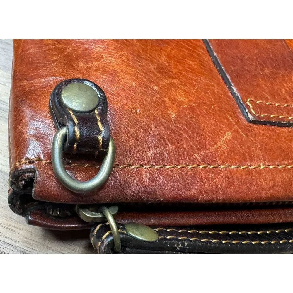 Firenze Rare Vintage Made In Italy Brown Crossbody Riding Purse With Front Pouch